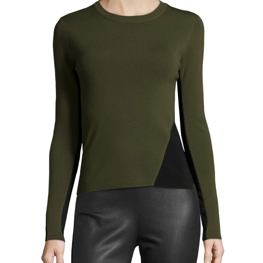 Rag & Bone Cecilee Colorblock Crewneck Ponte Top, Army
